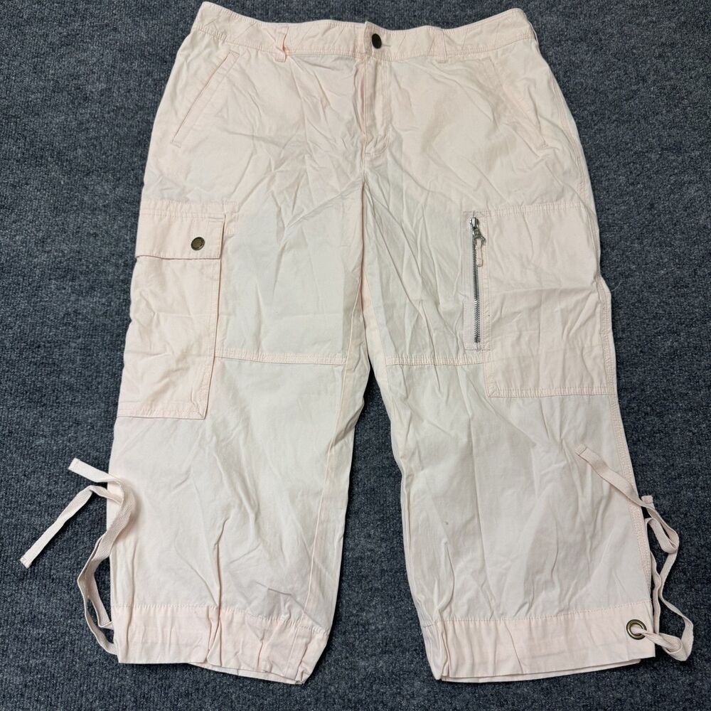 Vintage Y2K Polo Jeans Company Multipocket Pink Cargo Breeches Womens Sz 14